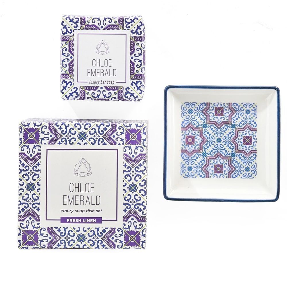 Chloe Emerald Emery Soap Dish Set • NIB
